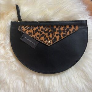 Banana Republic Black and Leopard Clutch Detachable Wallet NWT